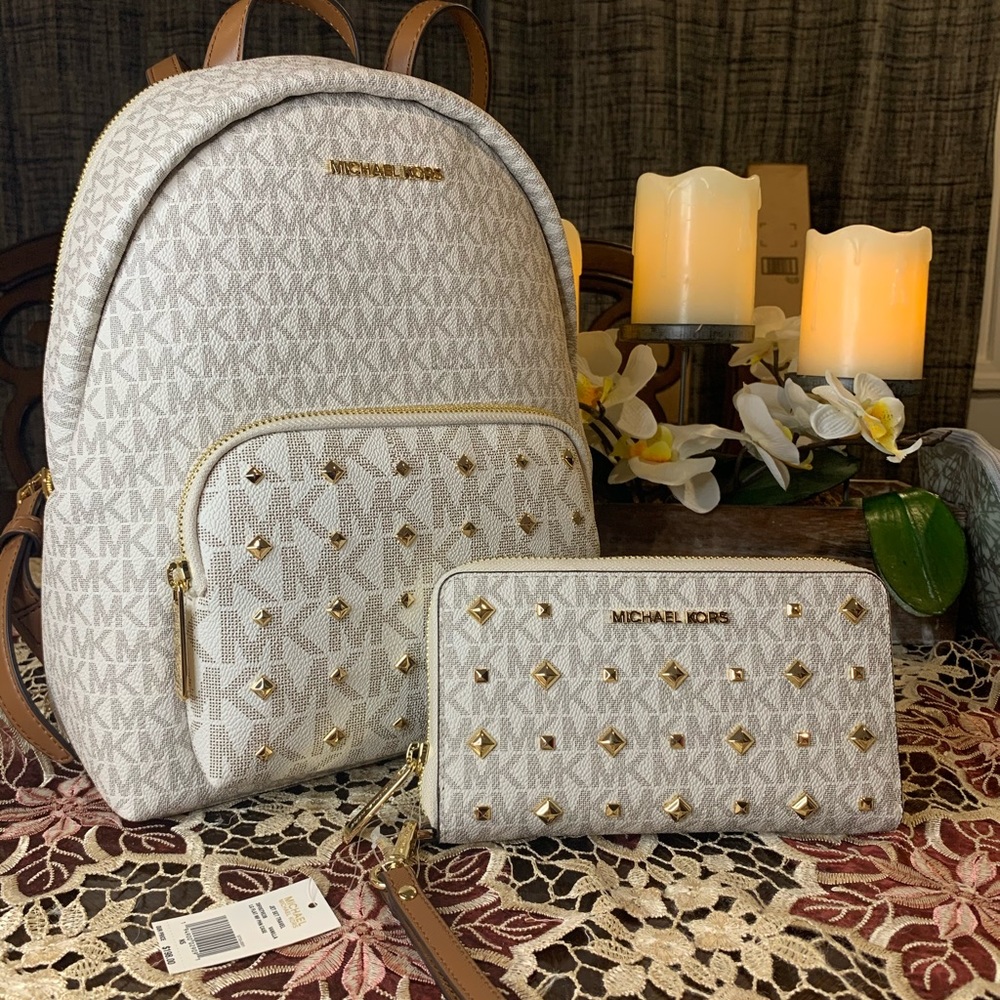 Michael Kors Erin  Studded Backpack MK Sg & Wallet